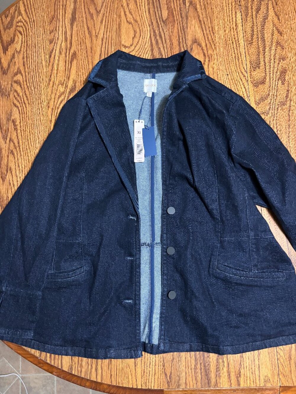NWT NIC+ZOE Dark Wash Denim Jacket Blazer Size XL $228